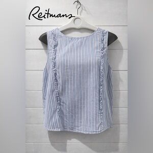 REITMANS Blue Pink Striped Sleeveless Blouse Size 2X